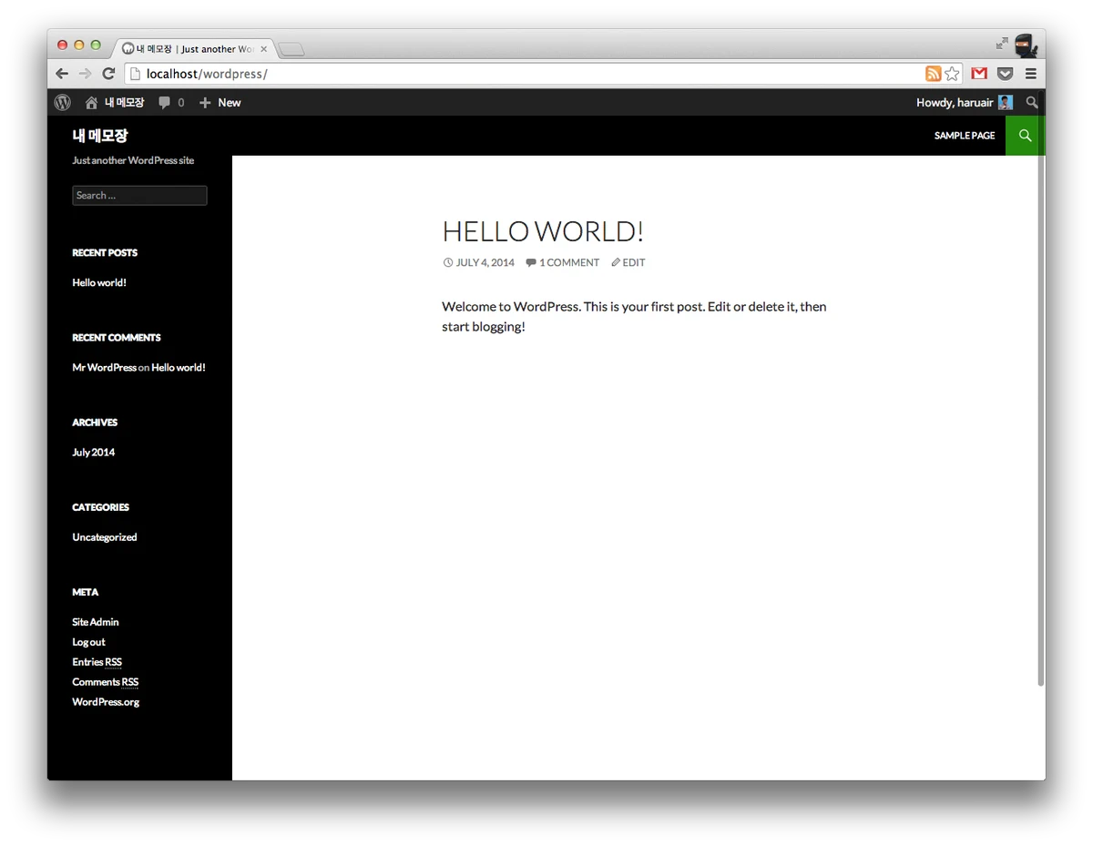 Wordpress main page