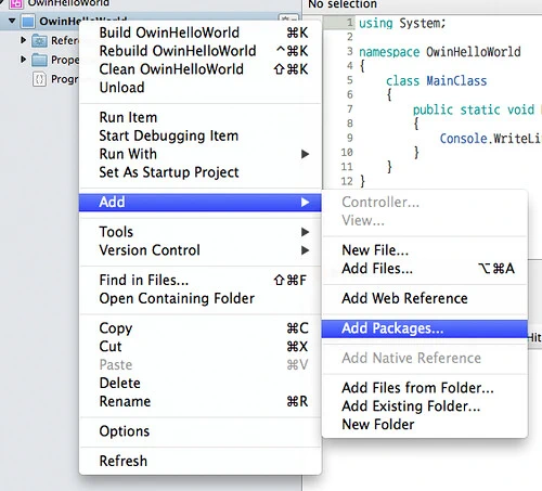 add packages menu